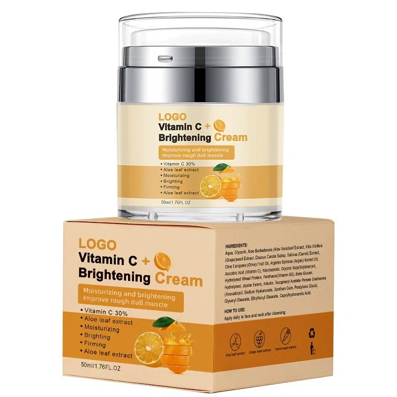 Private Label No Logo Brightening Facial Cream, VC & Turmeric Nourishing Moisturizing Face Cream for Daily Skin Care
