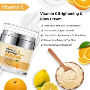 Private Label No Logo Brightening Facial Cream, VC & Turmeric Nourishing Moisturizing Face Cream for Daily Skin Care
