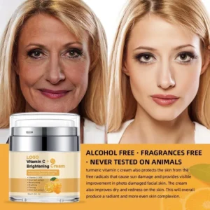 Private Label No Logo Brightening Facial Cream, VC & Turmeric Nourishing Moisturizing Face Cream for Daily Skin Care