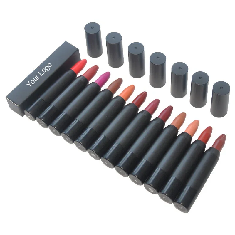 Private Label No Logo Matte Crayon Lipstick, Velvet Hydrating High Pigment Non-transfer Lip Balm Pen