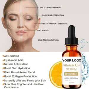 Private Label No Logo 30ml Vitamin C Face Serum, Hydrating Brightening Repair Facial Essence