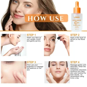 Private Label No Logo 30ml Vitamin C Facial Serum, Firming Hydrating Brightening VC Skin Care Essence