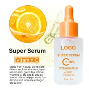 Private Label No Logo 30ml Vitamin C Facial Serum, Firming Hydrating Brightening VC Skin Care Essence