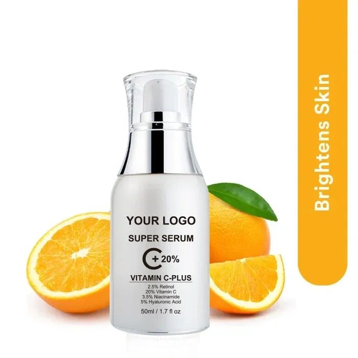 Private Label No Logo 50ml Vitamin C Original Liquid Face Serum, Brightening Hydrating Repair Skin Care Essence