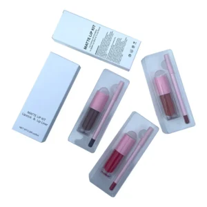 Private Label No Logo Matte Lipstick & Lip Liner Set, Waterproof Long Lasting All-in-one Lip Cosmetic Kit