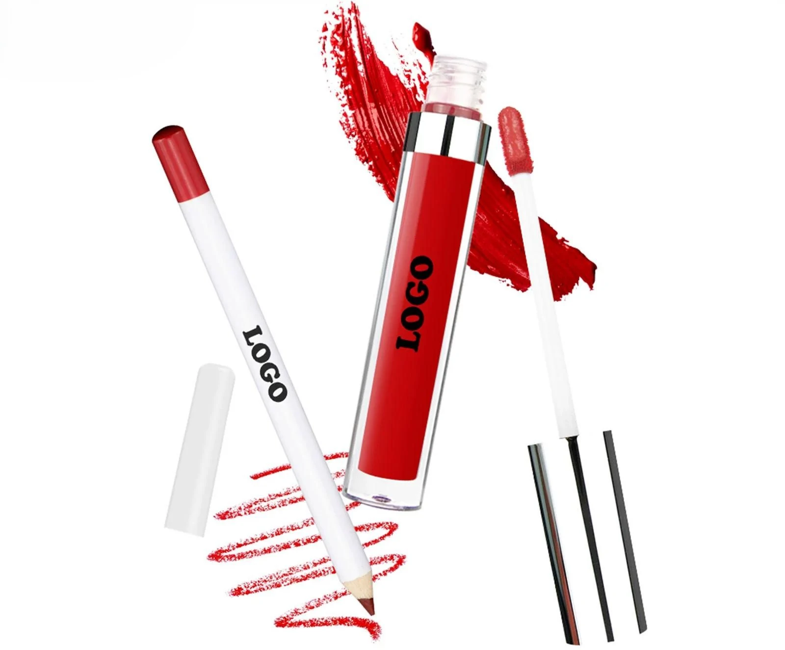 Private Label No Logo Waterproof Matte Non-transfer Lip Gloss & Lip Liner Long Wear Lip Makeup Kit