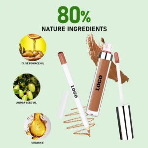 Private Label No Logo Waterproof Matte Non-transfer Lip Gloss & Lip Liner Long Wear Lip Makeup Kit