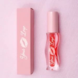 Private Label No Logo Fruit Flavor Plumping Lip Oil, Wavy Design Transparent Hydrating Lip Care Makeup