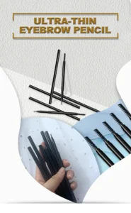 Private Label No Logo White Ultra-fine Auto Brow Pencil, Dual-ended Self-sharpening Brow Pencil with Brush