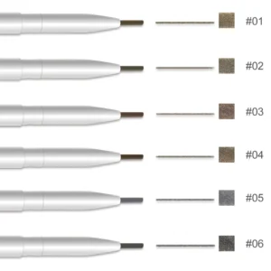 Private Label No Logo White Ultra-fine Auto Brow Pencil, Dual-ended Self-sharpening Brow Pencil with Brush