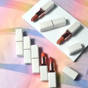 Private Label No Logo White Square Tube Matte Lipstick, Non-transfer Cup Proof Long Wearing Lip Color