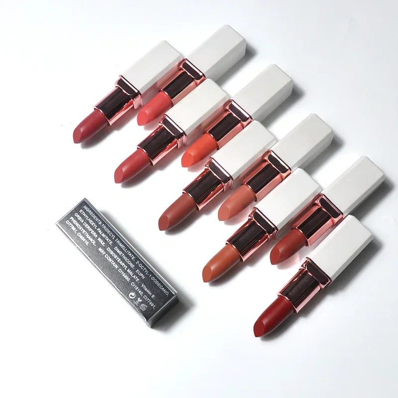 Private Label No Logo White Square Tube Matte Lipstick, Non-transfer Cup Proof Long Wearing Lip Color