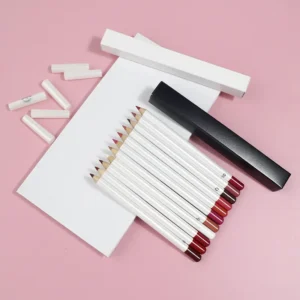 Private Label No Logo Matte Lip Liner, Smooth Easy Pigment Waterproof White Wooden Lip Pencil Lip Makeup Cosmetics