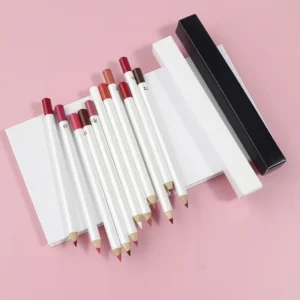 Private Label No Logo Matte Lip Liner, Smooth Easy Pigment Waterproof White Wooden Lip Pencil Lip Makeup Cosmetics