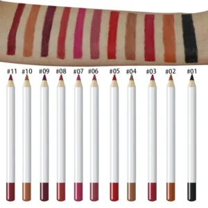 Private Label No Logo Matte Lip Liner, Smooth Easy Pigment Waterproof White Wooden Lip Pencil Lip Makeup Cosmetics