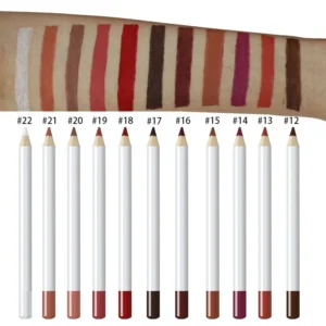 Private Label No Logo Matte Lip Liner, Smooth Easy Pigment Waterproof White Wooden Lip Pencil Lip Makeup Cosmetics