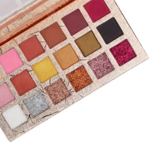 Rose Gold 18 Shades Grid Eyeshadow Palette, Matte Shimmer Glitter Highly Pigmented Long Wearing Eye Cosmetics