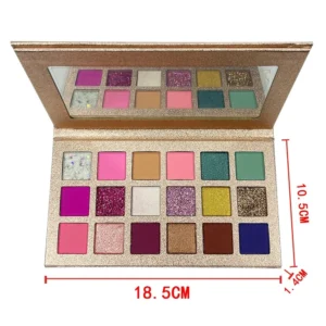 Rose Gold 18 Shades Grid Eyeshadow Palette, Matte Shimmer Glitter Highly Pigmented Long Wearing Eye Cosmetics