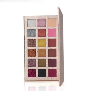 Rose Gold 18 Shades Grid Eyeshadow Palette, Matte Shimmer Glitter Highly Pigmented Long Wearing Eye Cosmetics