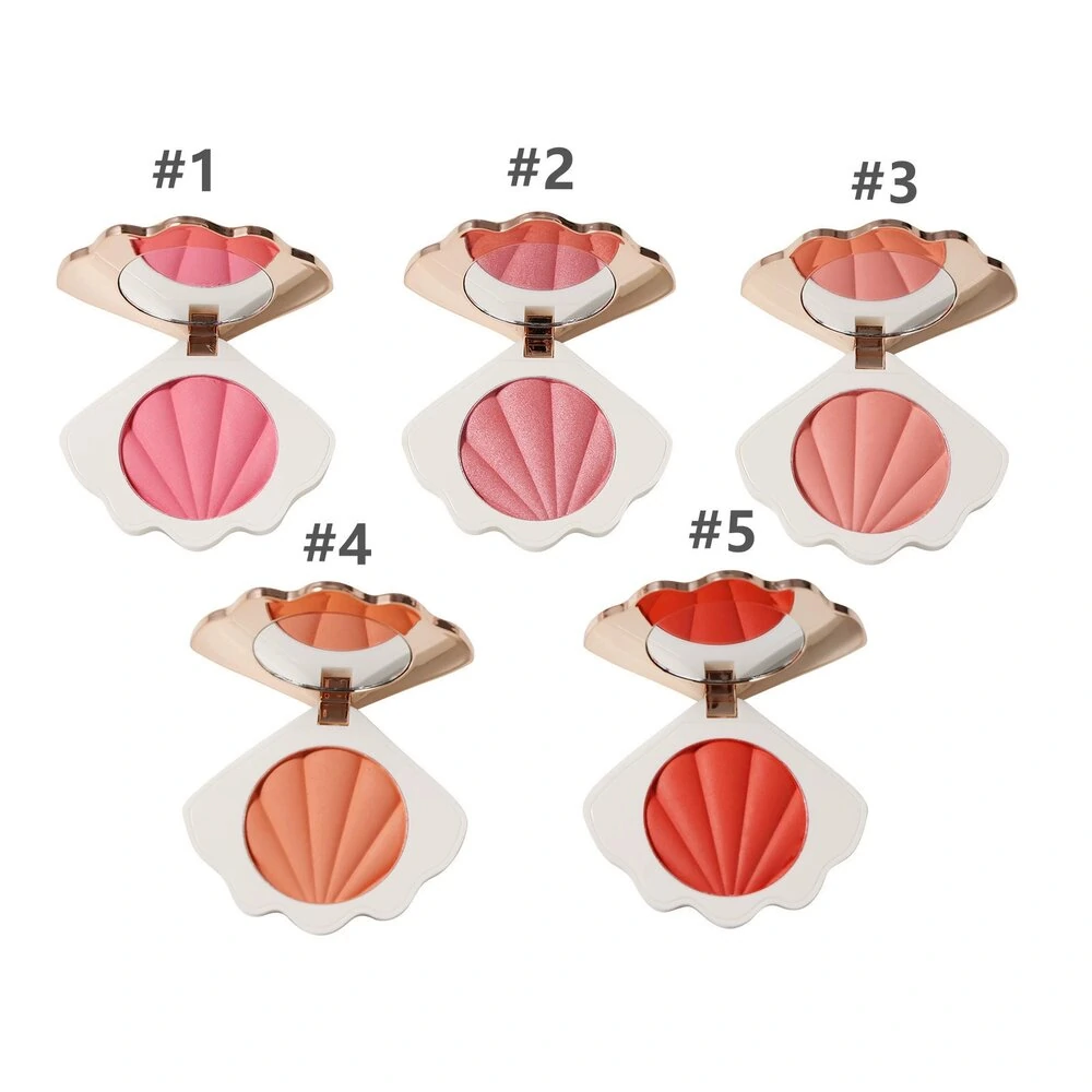 Multi Color Shell Shaped Single Blush Powder, Waterproof Sweat Proof Natural Long Lasting Face Rouge Makeup