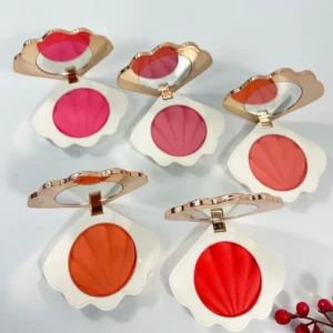 Multi Color Shell Shaped Single Blush Powder, Waterproof Sweat Proof Natural Long Lasting Face Rouge Makeup