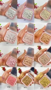 Single Shimmer Highlighter Pressed Powder, Face Contour Brightening Makeup Available in 12 Different Shades