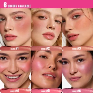 Small Batch Custom Private Label No Logo 6 Shades Liquid Blush, Highly Pigmented Fade Resistant Lightweight Face Rouge Makeup