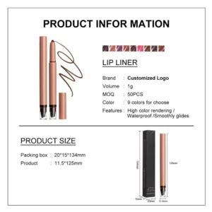 Small Batch Private Label 9 Shades Waterproof Matte Lip Liner, Non Transfer Cup Proof Long Wear Precise Lip Contour Pencil