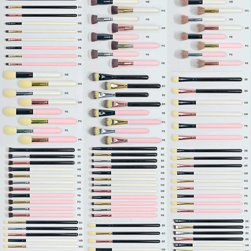 Small Batch Customizable Makeup Brush Set, Synthetic & Animal Fiber Cosmetic Brushes for Private Logo Printing