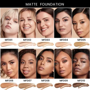 Small Batch Private Label No Logo 30ml Round Glass Bottle Waterproof Matte Liquid Foundation, Full Coverage Long Wear Base Makeup