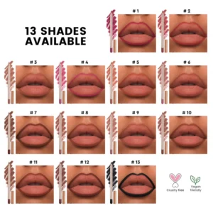 Small Batch Private Label 9 Shades Waterproof Matte Lip Liner, Non Transfer Long Wear Precise Lip Contour Pencil