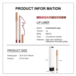 Small Batch Private Label 9 Shades Waterproof Matte Lip Liner, Non Transfer Long Wear Precise Lip Contour Pencil