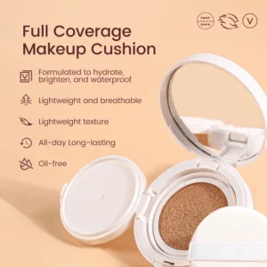 Small Batch Wholesale Private Label No Logo Long Wear BB Cream Cushion with Powder Puff, Hydrating Full Coverage Base Makeup