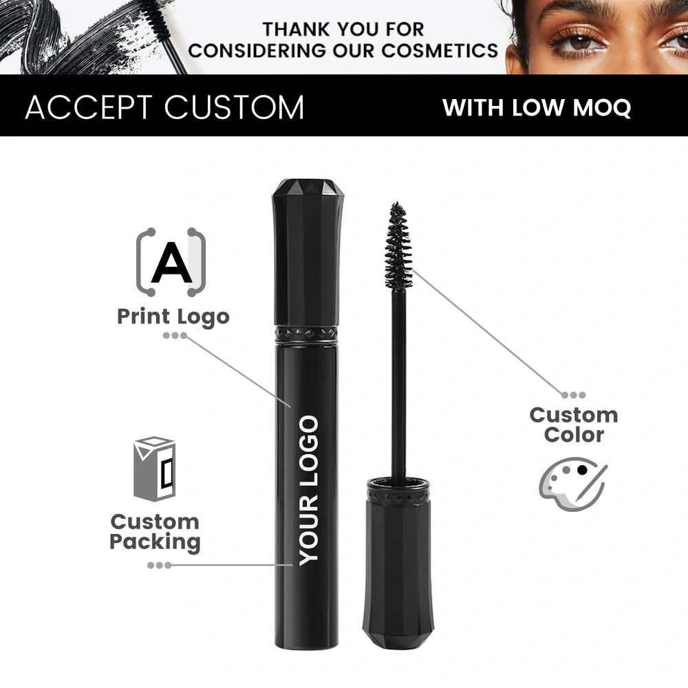Small Batch Private Label No Logo Waterproof Smudge Resistant Black Mascara, Lengthening Curling Volumizing Long Lasting Eyelash Makeup