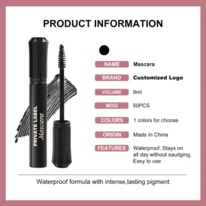 Small Batch Private Label No Logo Waterproof Smudge Resistant Black Mascara, Lengthening Curling Volumizing Long Lasting Eyelash Makeup
