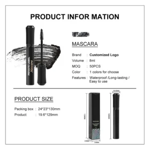 Small Batch Private Label No Logo Waterproof Smudge Resistant Black Mascara, Lengthening Curling Volumizing Long Lasting Eyelash Makeup