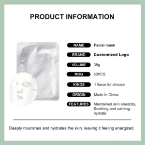 Small Batch Custom Private Label Hydrating Cleansing Sheet Facial Mask, Moisture Lock Nourishing Skin Care