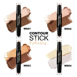 Small Batch Private Label No Logo Dual End Contour Highlighter Stick, Multi-use Facial Sculpting Brightening Makeup