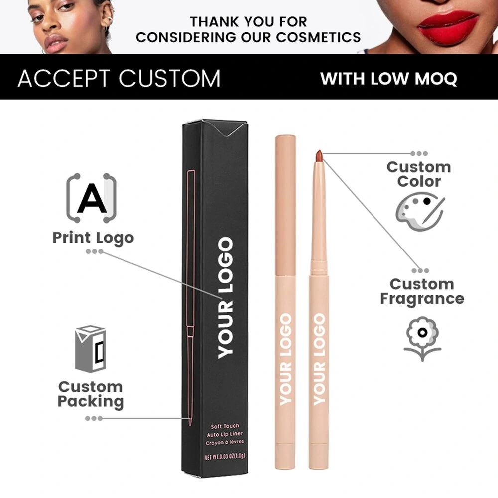 Small Batch Private Label No Logo Nude Waterproof Matte Lip Liner, Non Transfer Long Wear Precise Lip Contour Pencil