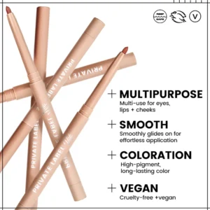 Small Batch Private Label No Logo Nude Waterproof Matte Lip Liner, Non Transfer Long Wear Precise Lip Contour Pencil