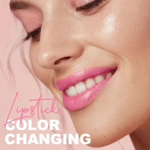 Small Batch Private Label No Logo Pink Square Tube Temperature Changing Flower Lipstick, Hydrating Nourishing Daily Lip Makeup