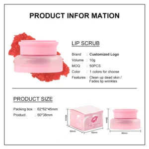 Small Batch Custom Private Label No Logo Strawberry Scent Lip Scrub, Exfoliating Dead Skin Remover Hydrating Lip Care