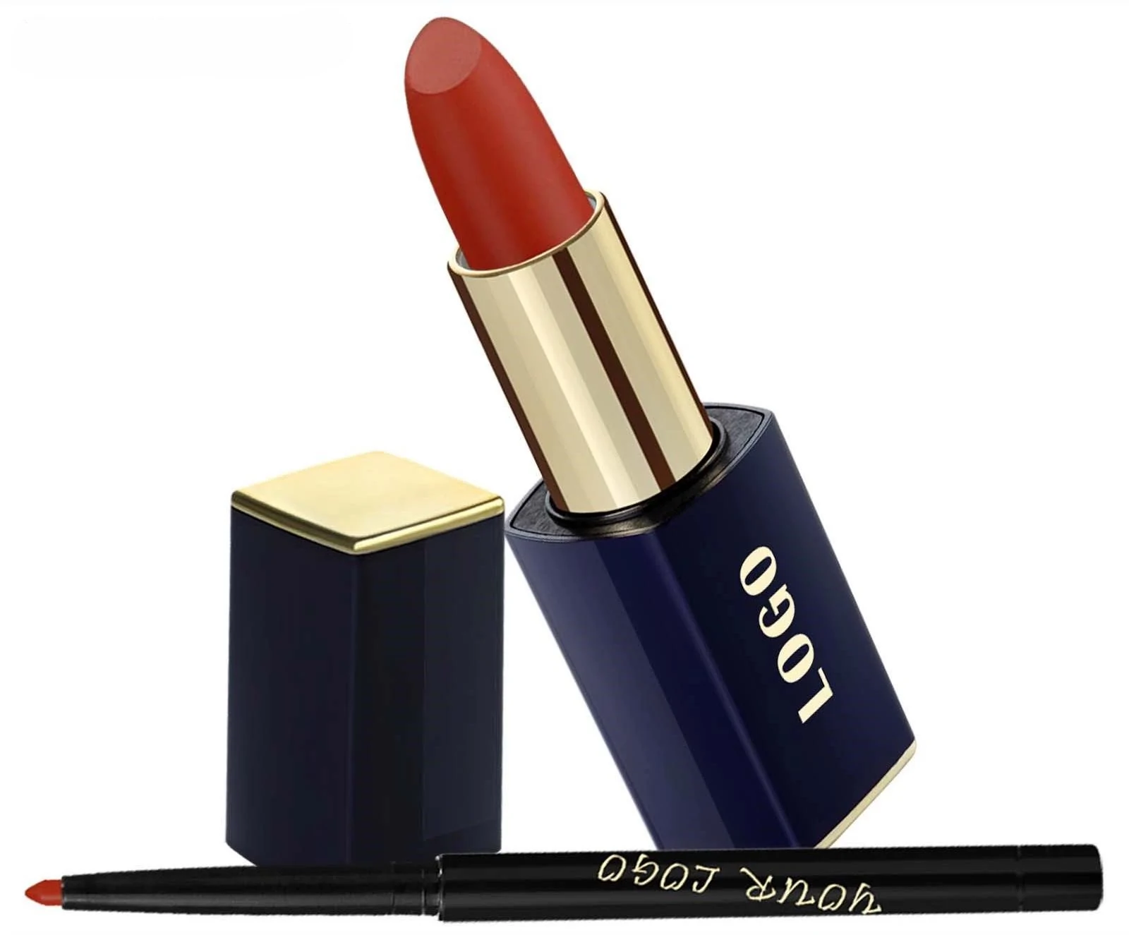 2 In 1 Square Tube Matte Non-transfer Lipstick & Lip Liner Long Wear Lip Makeup Set