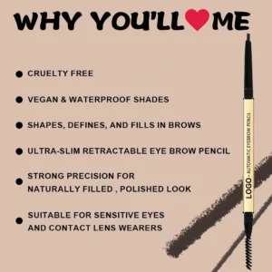 Waterproof Sweat Proof Retractable Hard Core Eyebrow Pencil, Smudge Resistant Natural Wild Brow Fade Resistant Brow Definer