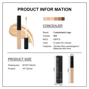 Wholesale Private Label No Logo Hydrating Liquid Concealer, Full Coverage Blemish Covering Long Wear Facial Base Makeup